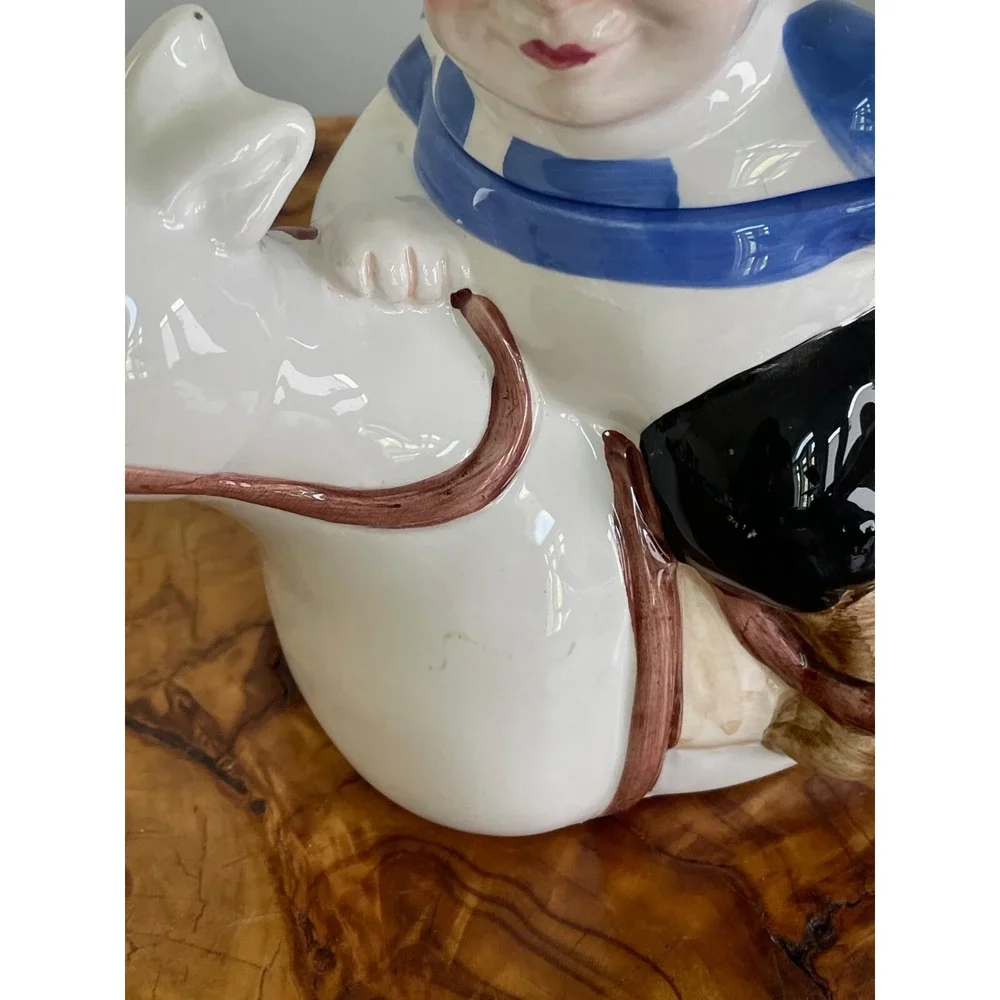 Vintage Jockey Riding Horse Teapot Hand Painted Myasaky Created Teapot 1990